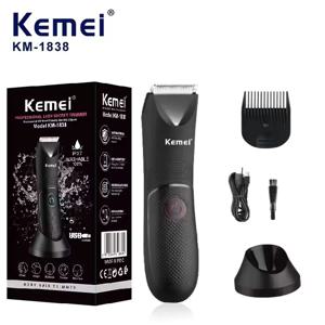 남성용 세척 가능한 USB 베이스 면도기, 사타구니 수염 트리머, Kemei km-1838 이발, 다기능 전기 헤어 커팅 기계