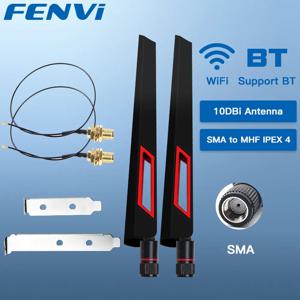 FENVI 2PcsX10Dbi 안테나 세트 AX210 NGFF WiFi 카드 2.4/5GHz 듀얼 밴드 M.2 MHF4 확장 케이블 Wi-Fi RP-SMA AX210/AX200NGW