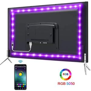 LED USB 스트립 라이트 블루투스 테이프, RGB 조명, SMD5050, 5V 유연한 LED 램프 테이프, 리본 자체 접착, TV 데스크탑 다이오드 백라이트