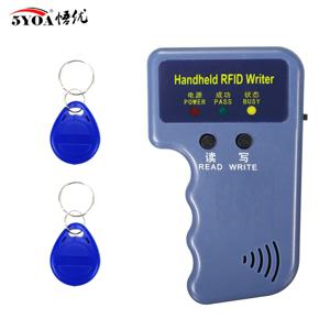 반복적인 핸드헬드 125KHz EM4100 5200 RFID ID 카드 라이터 복사기 복사기 프로그래머 + T5577 재기록 가능 Keyfobs 태그 2 개