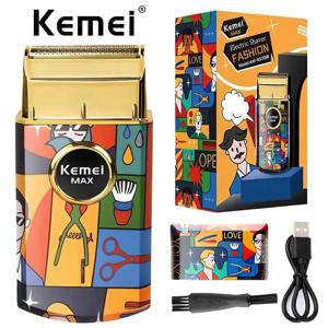 Kemei Km-Rs7098 남성용 레트로 절묘한 그래피티 USB 충전 전기 면도기, 단일 그물 면도기, 도매 선물