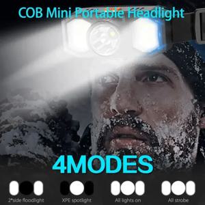 COB 미니 휴대용 LED 헤드라이트, USB 충전식 방수 낚시 작업등, 야외 롱 샷 헤드 마운트 토치, 신제품