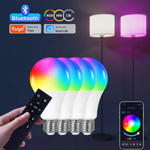 투야 스마트 LED 전구, 블루투스 RF 원격 그룹 제어, 스마트 라이프 RGB 스포트라이트, 테이블 플로어 램프 샹들리에, 220V, E27, 9W