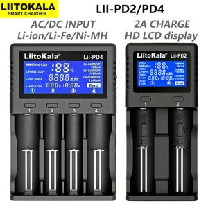 Liitokala Lii-PD2 Lii-PD4 18650 배터리 충전기, 3.7V 26650 18350 16340 18500 14500 1.2V NI-MH AA AAA LCD 다기능 충전기