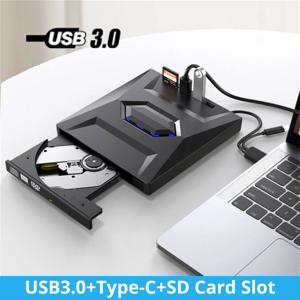 USB 3.0 C 타입 외장 CD DVD RW VCD 광학 드라이브, SD 카드 리더기 포함, DVD 버너 CD 라이터, 노트북 노트북용 슈퍼 드라이브, 4in 2