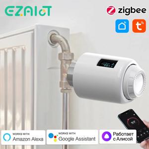 Zigbee 3.0 스마트 홈 온도 조절기, 투야 와이파이 온도 히터, 라디에이터 밸브 프로그래밍 가능 TRV 온도 조절 헤드, 구글 알렉사