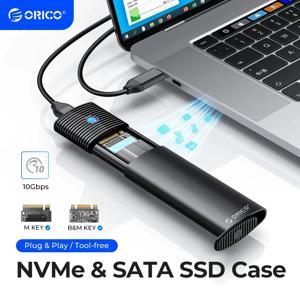 ORICO M2 NVMe SSD 인클로저 PCIe SSD 박스, M.2 NVMe NGFF SATA SSD 디스크 도구 무료 M.2 SSD 케이스 내장 냉각 조끼, 5/10Gbps