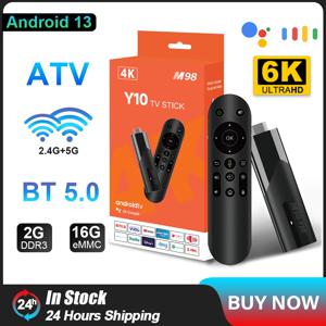 듀얼 와이파이 지지대 스마트 TV 스틱, 안드로이드 13 ATV Allwinner H618 4G 5G, OTA 6K 4K HDR10 iptv 미디어 플레이어, 2GB 16GB TV 박스, M98 Y10