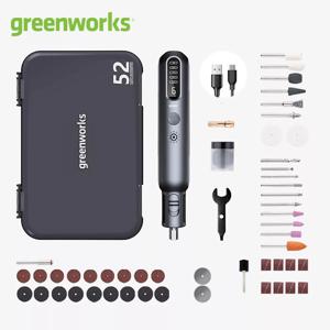 Greenworks 무선 가변 속도 미니 그라인더, 전기 그라인딩 조각, 리튬 배터리 전동 공구, USB 충전기, 8V, 52 개, 80W