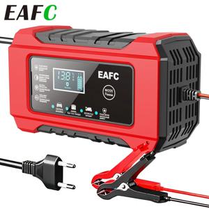 EAFC 풀 스마트 자동차 배터리 충전기, 12V 6A LCD 디스플레이 배터리 충전기, 전원 펄스 수리, AGM 젤 납산 자동차 오토바이