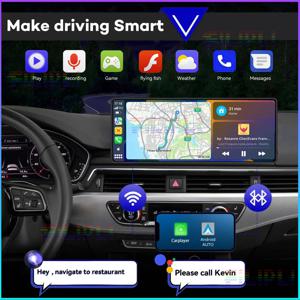 차량용 휴대용 무선 카플레이 스테레오, 카플레이 및 안드로이드 오토, 미러 링크 포함, 10.26 인치 HD 터치스크린