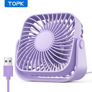 TOPK USB 미니 책상 선풍기, 조용한 휴대용 데스크탑 테이블 선풍기, 3 단 속도, 360 ° 조정, 침실 가정용 개인 소형 선풍기, 4 인치