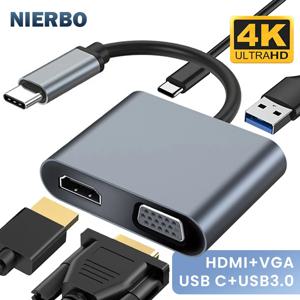 TYPE-C PD 충전 포트가 있는 디지털 AV 멀티포트 어댑터, HDMI VGA USB 3.0, 4in 1