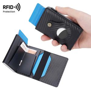 RFID 측면 푸시 알루미늄 상자 팝업 카드 가방, 탄소 섬유 머니 클립 트윌 남성용 짧은 지갑, 신제품