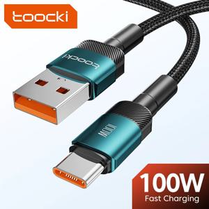 Toocki USB C타입 케이블, 샤오미 포코 삼성 화웨이용, 고속 충전 충전기, USB C 데이터 코드, 6A, 100W