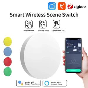 Tuya Zigbee 스마트 무선 장면 단추 스위치, 원격 다중 장면 연결, 네트워킹 지지대, Alexa Goolge 홈 음성 어시스턴트