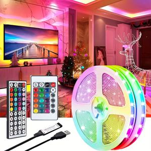 RGB LED 스트립 조명, 리모컨 SMD 5050 테이프 조명, 홈 침실 파티 장식, TV 백라이트 벽 룸