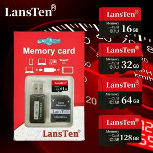 LansTen 미니 TF 메모리 카드, U1 SD 카드, 휴대폰 자동차 장치, 컴퓨터 드론용, 16GB, 32GB, 64GB, 128GB, A1 U3 Class10