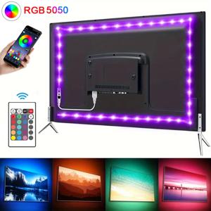 USB LED 스트립 조명, 블루투스 제어, SMD 5050, TV용 유연한 리본, RGB LED 테이프, 자체 접착 TV 백라이트