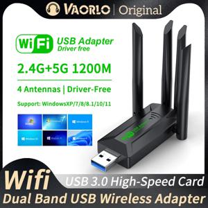 1200Mbps 와이파이 USB 어댑터 듀얼 밴드 2.4G + 5Ghz 와이파이 동글 4 안테나, 802.11AC USB 3.0 고속 무선 카드 리시버, PC 및 노트북