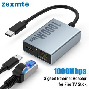 Zexmte 기가비트 이더넷 어댑터, 4K 파이어 TV 스틱용, 마이크로 USB-RJ45, 1000Mbps 네트워크 카드 어댑터, 크롬캐스트 구글 홈용