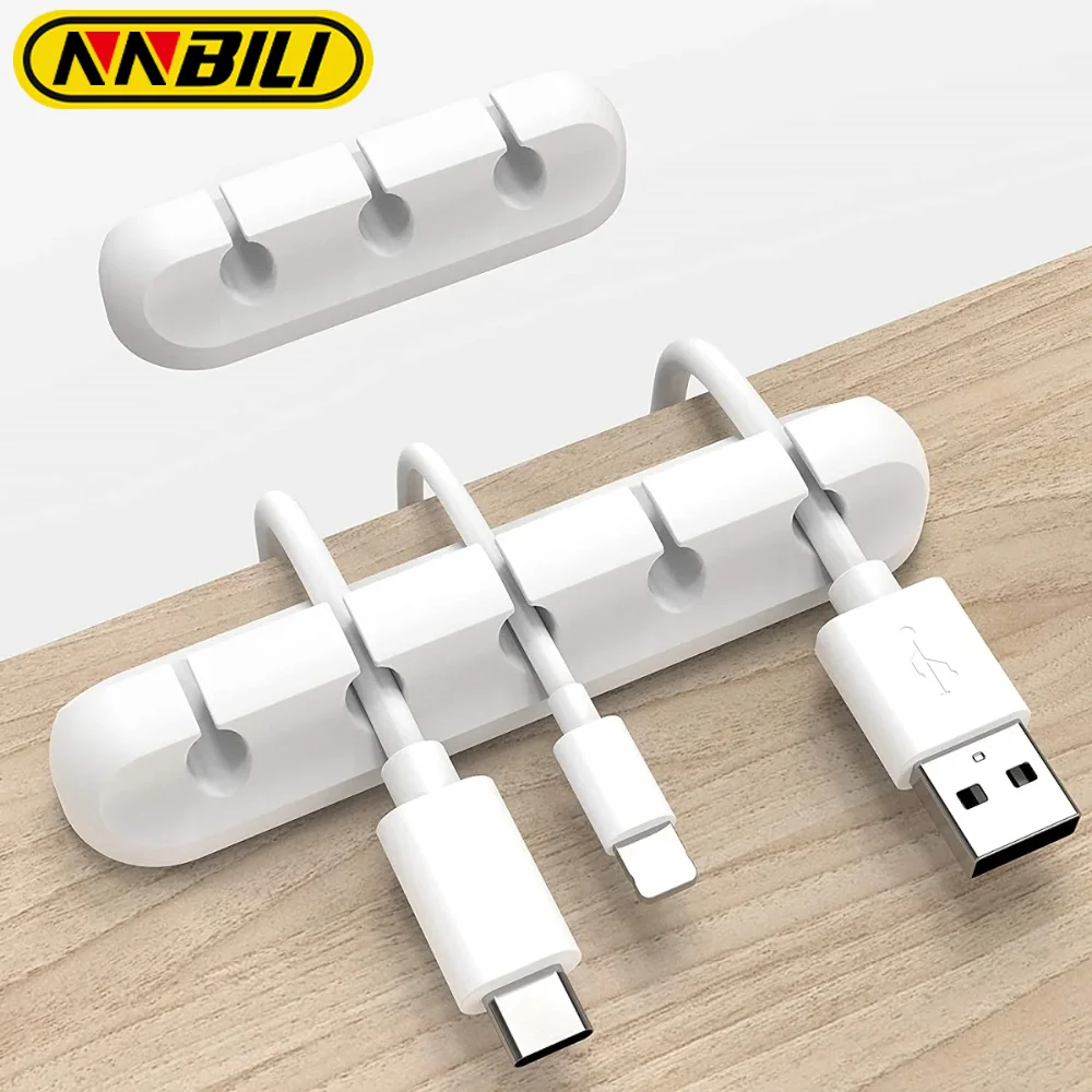 NNBILI 케이블 거치대 클립, 정리함 실리콘 USB 케이블 와인더 관리 클립, 마우스 키보드 헤드셋용 자체 접착