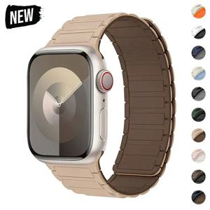 애플 워치 밴드용 마그네틱 루프 실리콘 팔찌, iWatch 시리즈 9 8 7 6 5 4 3 Se 울트라 2 스트랩, 44mm, 40mm, 49mm, 45mm, 41mm, 38mm