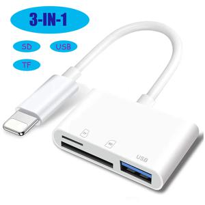 SD TF 카드 리더기, 애플 아이폰, 아이패드, 컴퓨터, USB C 카메라 컨버터, 아이패드, 안드로이드 노트북 OTG 어댑터용, 3 인 1