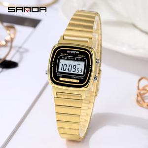 SANDA Golden Classic Quartz 시계, 여성 패션, 우아한 시계, 소년 소녀 선물, 캐주얼 여성 방수 손목시계