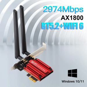 듀얼 밴드 블루투스 5.2 어댑터, AX1800 와이파이 6, MT7921, PCI 익스프레스, 1800Mbps, 802.11AX, 2.4G, 5Ghz, Win10 용