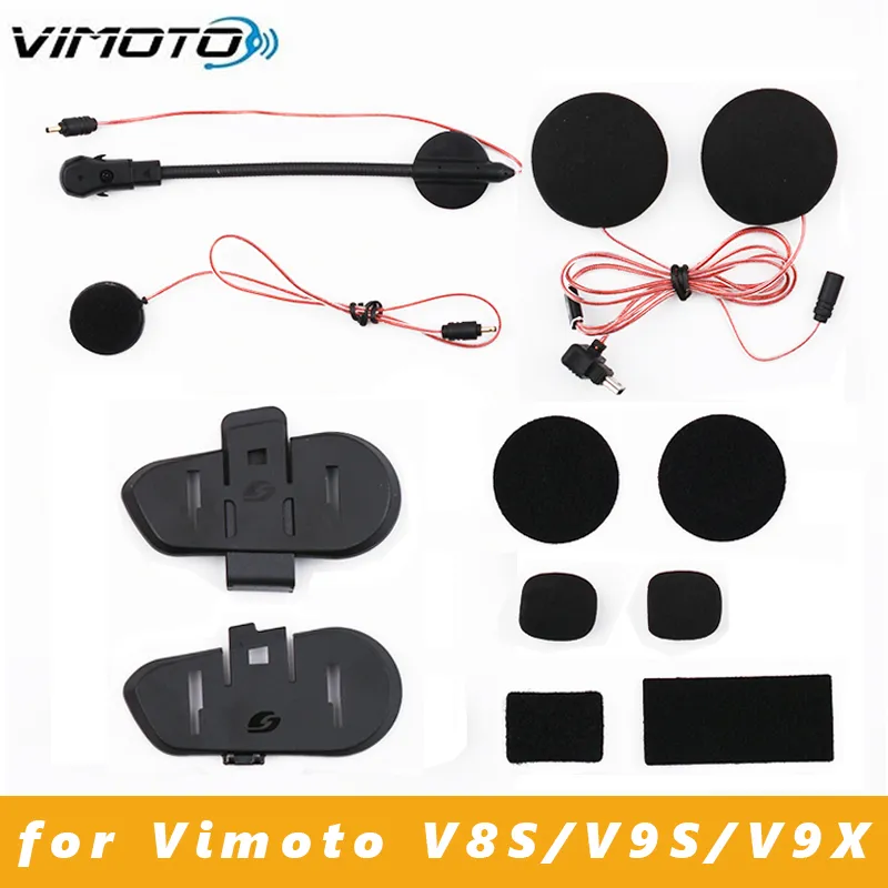 Vimoto V8S V9S V9X 헬멧, 블루투스 호환 헤드셋 베이스, 하드 소프트 마이크 키트 액세서리, 정품