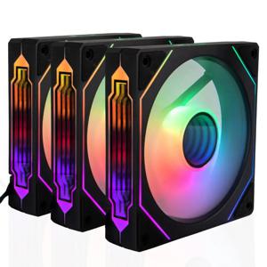 TEUCER 프리즘 S1 ARGB PC 선풍기 120mm 컴퓨터 케이스 선풍기 키트, 워터 쿨러 4 핀 PWM 3 핀 5V RGB 냉각 팬, 12cm 환풍기