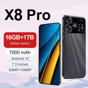 오리지널 X8 프로 7.3 인치 울트라 HD, 16GB, 1024GB, 108MP, 50MP, 7000mAh 대용량 배터리, 안드로이드 14, 퀄컴 스냅드래곤 8, 3 세대 듀얼 SIM