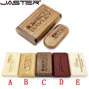 JASTER 나무 대나무 USB 플래시 드라이브 2.0 펜드라이브, 메모리 스틱 사진 선물, 1 개 무료 로고, 4GB, 8GB, 16GB, 32GB, 64GB, 128GB