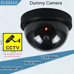 크리 에이 티브 블랙 플라스틱 돔 CCTV 더미 카메라 깜박임 Led 가짜 카메라 전원 AA 배터리 감시 보안 시스템을 통해