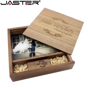 JASTER 메이플 포토 앨범 우드 USB 박스 메모리 스틱 펜드라이브, 사진 선물, 무료 로고 (170*170*35mm), 8GB 16GB 32GB 64GB 128GB