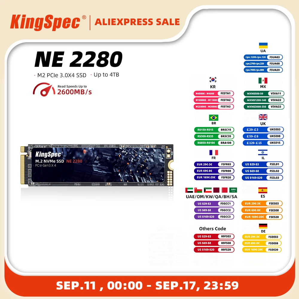 KingSpec-M.2 SSD 120/256/512GB/1TB 2TB 하드 드라이브, M2 SSD m.2 NVMe pcie ssd 노트북 데스크탑 msi용 내부 하드 디스크