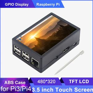 라즈베리 파이 3 B 플러스 터치 스크린 TFT LCD 480*320 GPIO 디스플레이 모니터, ABS 케이스 박스, 라즈베리 파이 4 모델 B 3B + 3B 용, 3.5 인치