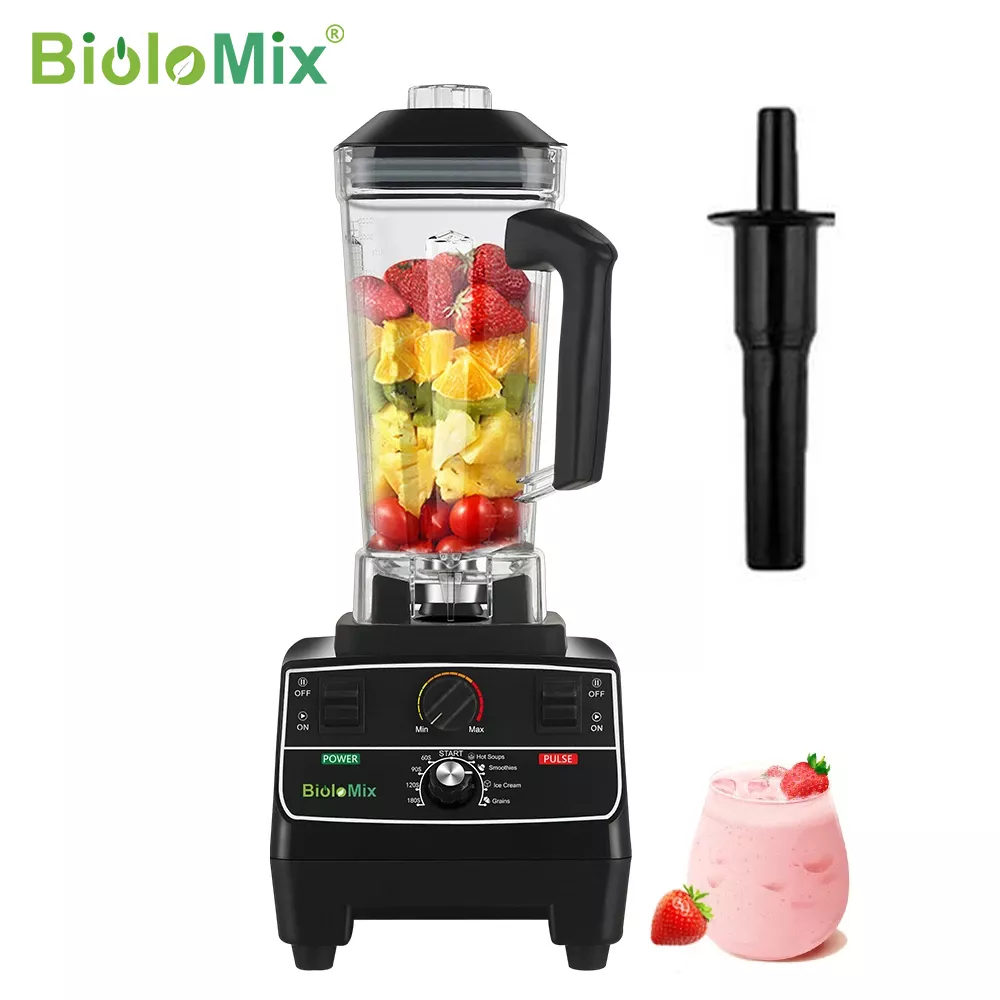 BioloMix BPA 프리 전문가용 스마트 타이머 사전 프로그램 블렌더 믹서 쥬서, 2L 병 2200W, 아이스 스무디 크러셔