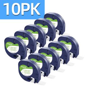 Dymo 접착식 라벨 프린터용 호환 충전 라벨 테이프, Dymo LetraTag LT100H LT100T QX50 리필, 10PK 91200 91330, 12mm