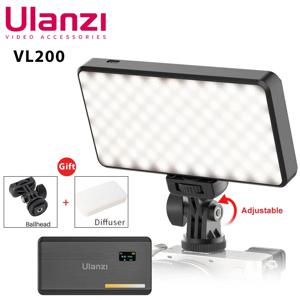 Ulanzi-Led 카메라 조명 VL200, 2500k-9000k, 삼각대 전화 홀더 포함, 360 ° 볼 헤드 조도 조절 가능, Led 비디오 라이트, 소프트 디퓨저 포함