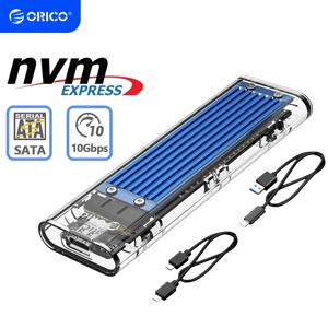 ORICO M2 SSD 케이스 NVME SATA SSD 인클로저 도구, M.2 to USB C 타입 투명 외부 어댑터, UASP 트림 지원, 무료 10Gbps