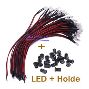 DC 9-12V 3mm/5mm 빨강/녹색/파랑/RGB 흰색 UV 원형 사전 유선 워터 클리어 LED 플라스틱 홀더 10-100 개