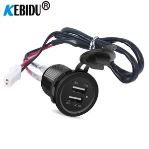 KEBID 듀얼 USB 포트 차량용 충전기 소켓 플러그, 담배 라이터 콘센트, 자동 보트 방수 휴대폰 충전 어댑터, 12V