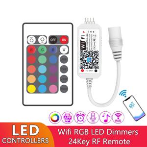 스마트 LED 와이파이 컨트롤러, 무선 24 키 RF 원격 제어, RGB BGR RGB LED 스트립 지원, 음성 제어 타이밍 음악 모드