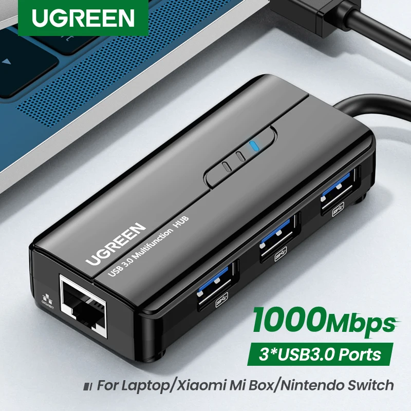 UGREEN USB3.0 이더넷 어댑터 1000Mbps USB RJ45 USB 허브 (노트북 용) Xiaomi Mi Box S/3 Windows 이더넷 허브 USB Lan 네트워크 카드