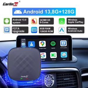 CarlinKit 8 + 128G CarPlay Ai Box Plus 안드로이드 13 무선 안드로이드 자동 CarPlay QCM6125 665 VW Audi Kia Fiat Ford Nissan Skoda Volkswagen Mazda Haval 용 FOTA 업그레이드