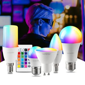 LED RGB 램프 스포트라이트 전구, E27 E14 GU10 B22 AC110 AC220V 봄빌라 LED 6W 10W IR 원격 제어 스마트 RGBW 램프, 홈 데코