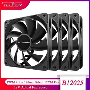 TEUCER PC 컴퓨터 케이스 팬, PWM 4 핀, 120mm, 사일런트 12cm 팬, CPU 쿨러, 냉각 라디에이터 팬, 12V 팬 속도 조절