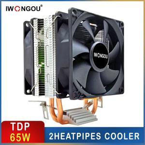 IWONGOU X99 프로세서 쿨러, LGA2011 2 히트 파이프 라디에이터, 90mm RGB 선풍기, 3 핀 냉각 CPU, 인텔 LGA 2011, 1366, 1700, AMD, 1156